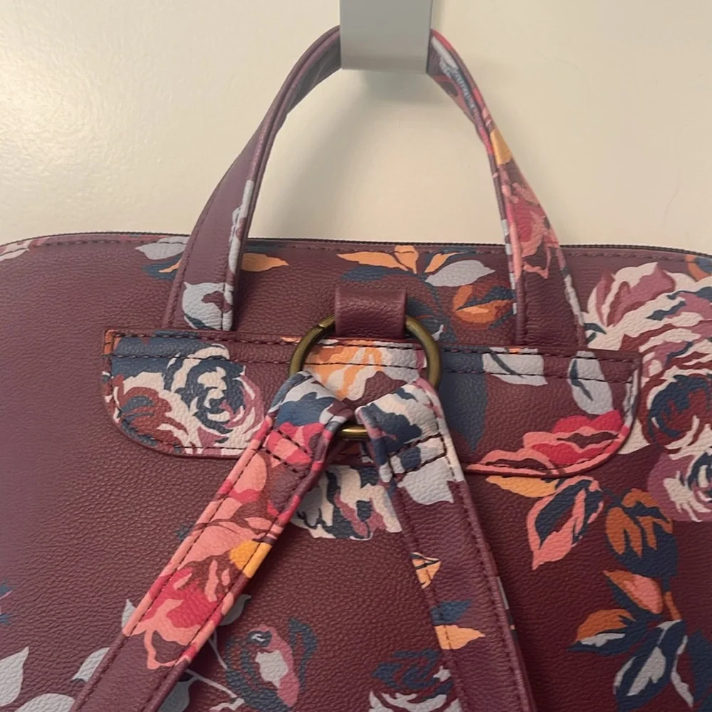 Matilda Jane Plum Perfect Floral Backpack Casual Day Pack/Vegan leather
